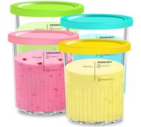 Tczecoo Lot de 4 récipients de rechange pour ninja Creami Deluxe Pints, compatibles avec la série NC501, NC500, 24 oz avec couvercle, sans BPA, passe au lave-vaisselle, bleu, vert, rose, jaune