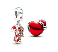 TCZNAF Gingerbread and Red Hat Charms Bracelets Perle Compatible pour Bracelet Bijoux pour Dames Cadeaux Pour les Fêtes