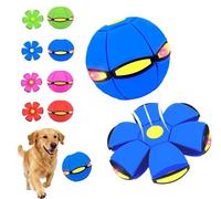 Tczqykm Magic Jumping Ball Double Shape with 6 LED Lights, Transformable Flying Saucer Ball, Interactive Luminous Flying Balls for Outdoor Exercise Play (Blue)