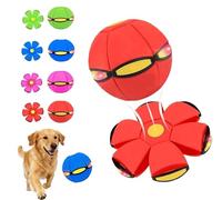 Tczqykm Magic Jumping Ball Double Shape with 6 LED Lights, Transformable Flying Saucer Ball, Interactive Luminous Flying Balls for Outdoor Exercise Play (Red)