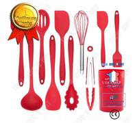 Td® 11 Pcs Kit Ustensiles De Cuisine, Ustensiles De Cuisine En Silicone Résistant À La Chaleur Outils De Cuisson Antiadhésifs-Rouge