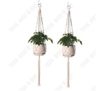 Td 2 Pièces Jardinière Suspendue Plantes Corde Coton Lin Poche Maille Tissé La Main Jardinage Verdure Panier Suspendu Maille Poche Multicolore