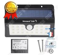 TD® 2x Lampes solaires murales 20 LED détecteur de mouvement applique extérieur solaire grand angle pour jardin terrasse