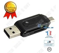 TD® Adaptateur Clé USB 2 en 1 Micro USB OTG - Lecteur de Carte Mémoire SD Micro SD - Carte De Données Adaptateur Noir