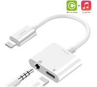 TD® Adaptateur de Casque pour iPhone 12 Convertisseur de diviseur 3,5 mm pour câble AUX Audio Jack 3,5 mm pour Tous iOS - Blanc