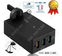 TD® Adaptateur secteur usb prise universelle multiple câble 3 ports chargeur alimentation rapide entrée commutateur sortie prise pet