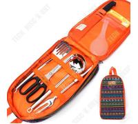 TD? Batterie de cuisine ext?rieure ustensiles cuisine pique-nique portable 201 acier inoxydable 7 pi?ces sac ? main sac de pique-niq