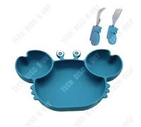 Td® Bébé Assiette Enfants Vaisselle Dessin Animé Crabe Silicone Ventouse Bol Bébé Compartiment Assiette Fourchette Cuillère Ensemble Multicolore