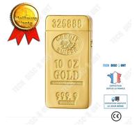 TD® Briquet Arc Electrique Sans Flamme Rechargeable USB Anti Vent Briquet créatif à double brûleur en brique dorée, Or