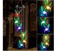 TD® Carillon à vent Solaire Colibris LED Lumière Changeant de Couleur Lampe Solaire Oiseau-mouche pour Jardin Patio Porch Mobile