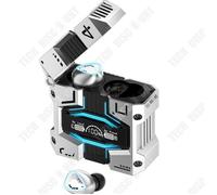 TD® Casque Bluetooth sans fil mécanique Mecha Wind Lighter Style Gaming In-Ear Dual Side Stereo Transmission Range 10m Rechargeable