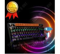 TD® Clavier mécanique de jeu rétro-éclairé USB câblé 87 Touches professionnel avec une conception ergonomique à ressort -blan A58203