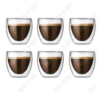 Td® Coffret De 6 Tasse À Café/Expresso/Espresso - 350 Ml , Set De Verre Transparent Double Paroi Pour Café Et Thé