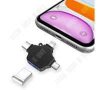 TD® Convertisseur OTG multifonction haute vitesse adapté au modèle Apple typec Android vers USB trois-en-un noir
