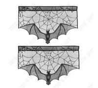 Td® Décoration De Rideau D'halloween 57x95cm 2pcs Rideau Chauve-Souris Décoration De Cheminée Décoration De Fête D'halloween