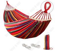 Td® Double Balançoire Balcon Polyester Coton Hamac Voyage Hamac Plage Détachable Bâton En Bois Coude Avec Canard Camping Balançoire Multicolore