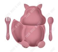 Td® Ensemble De Vaisselle D'alimentation Pour Enfants Plaque De Compartiment En Silicone Écureuil Bol Anti-Chute À Forte Aspiration Multicolore