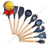 Td® Ensemble Ustensiles De Cuisine En Silicone, Résistant À La Chaleur 9 Pièces Outils De Cuisson Avec Manche En Bois Dur