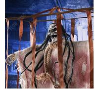 Td® Halloween Decoration Accessoires Activés Par La Voix Induction Squelette D'horreur Décoration Sonore Rougeoyante Fantôme Suspend