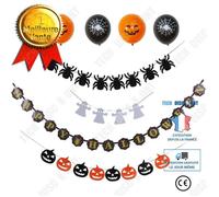 Td® Halloween Decoration Citrouille Fantôme Araignée Pull Drapeau Fleur 12 Pouces Halloween Ballon En Latex Ensemble