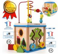 Td® Horloge Colorée À Perle Multifonctionnel, Éducation Petite Enfance En Bois Jouet À 4 Côtés Jeu Intellectuel Coffre Trésor 1- 36m