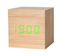 TD® Horloge Cubique en bois carrée LED-Réveil Créatif en bois électronique avec contrôle vocal intelligent-Elégant-Multifonction