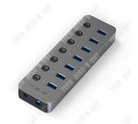 TD® Hub USB3.0 7 ports à haut débit avec charge rapide Hub de données avec câble d'extension 1M pour ordinateurs portables, etc.