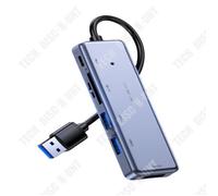 TD® Hub USB3.0 hub de données ultra-mince à 6 ports avec câble d'extension de 30CM adapté aux ordinateurs portables clé USB