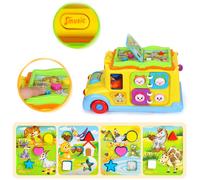 Td® Jouet D'autobus Scolaire De Musique Électrique Version Anglaise Multifonctionnelle Jouet De Danse Interactif Éducatif Pour Enfan