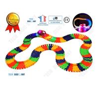 Td® Jouet Voiture Lumineux Race Track Set Pistes Course Circuit Flexible Jeu Train Électrique Jeux Ludique Apprentissage Interactif