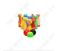 Td® Kit De Jeu Bowling/ Mega-Deal Enfant Mini Bowling En Bois/ 10 Quilles + 3 Balles Colorées Et Numérotés Fournis