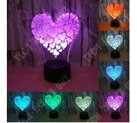 TD® Lampe optique poser décoratif tactile 7 couleurs illusion optique - composition coeur - faible consommation câble USB 3 piles AA