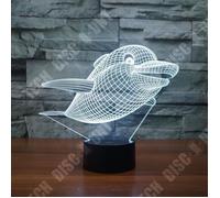 TD® Lampe optique poser décoratif tactile 7 couleurs illusion optique - dauphin mignon - faible consommation câble USB ou 3 piles AA