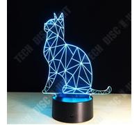 TD® Lampe optique poser décoratif tactile 7 couleurs illusion optique - modèle chat - faible consommation câble USB ou 3 piles AAA