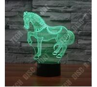 TD® Lampe optique poser décoratif tactile 7 couleurs illusion optique - modèle cheval - faible consommation câble USB ou 3 piles