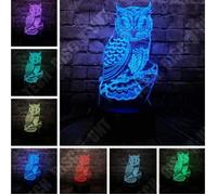 TD® Lampe optique poser décoratif tactile 7 couleurs illusion optique - modèle chouette - faible consommation câble USB ou 3 piles A