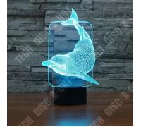 TD® Lampe optique poser décoratif tactile 7 couleurs illusion optique - modèle dauphin - faible consommation câble USB ou 3 piles AA