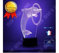 TD® Lampe optique poser décoratif tactile 7 couleurs illusion optique modèle dauphin - faible consommation câble USB ou prise secteu