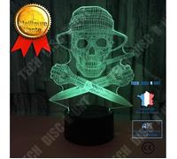 TD® Lampe optique poser décoratif tactile 7 couleurs illusion optique - modèle pirate - faible consommation câble USB ou 3 piles