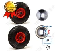 Td Lot De 2 Roues Roulettes Ultra Résistante Gonflables Increvable Diamètre 260mm Pour Diable Chariot Alésage Axe 16mm