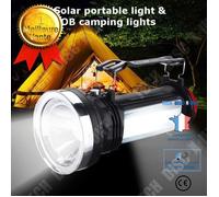 Td® Lumière Portative De Camping Rechargeable Solaire Cob Lumière Campante Noire Lampe Pour Eclairage Externe Camping Campement Multicolore