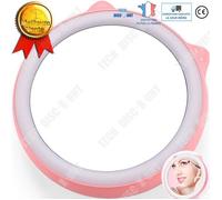 Td® Miroir Maquillage De Poche Lumineux Led Professionnel Pas Cher Voyage Femme Mamie Rond Usb Batterie Externe Portable Lumiere Multicolore