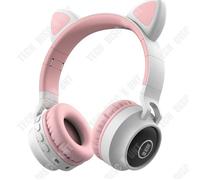 Td® Nouveau Casque D'oreilles De Chat De Dessin Animé Sans Fil Casque De Jeu Bluetooth Monté Sur La Tête Casque De Style Chaud