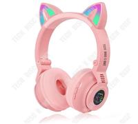 TD® Nouveaux écouteurs de sport bluetooth JST-26 oreilles de chat mignons écouteurs pliables lumineux écouteurs de sport stéréo