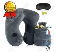 Td® Oreiller De Voyage Gonflable Avion Voiture Bus Relaxation Long Trajet Sommeil Kit Complet Masque Boules Quies Lot Sommeil Détent