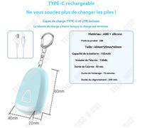 TD® Porte-clés siffleur alarme sonore lumineuse LED retrouver clés perdu Localisateur de clé sifleur avec LED