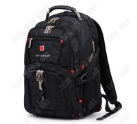 TD® Sac à dos pour ordinateur portable pour homme Ceinture étanche Port de charge USB Sac à dos grande capacité 17" Noir Sac à dos Noir