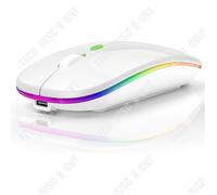 TD Souris sans fil Bluetooth 2.4 G Bluetooth Dual Mode Rechargeable Mouse Silent Light Computer Laptop Office Gaming Mouse Blanche