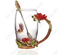 Td® Verre Fleur Tasse À Thé Style Européen Créatif Rose Émail Couleur Tasse À Eau Couleur Haute Température Cadeau