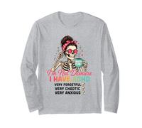 TDAH Chignon désordonné Squelette Café Oublieux Chaotique Manche Longue